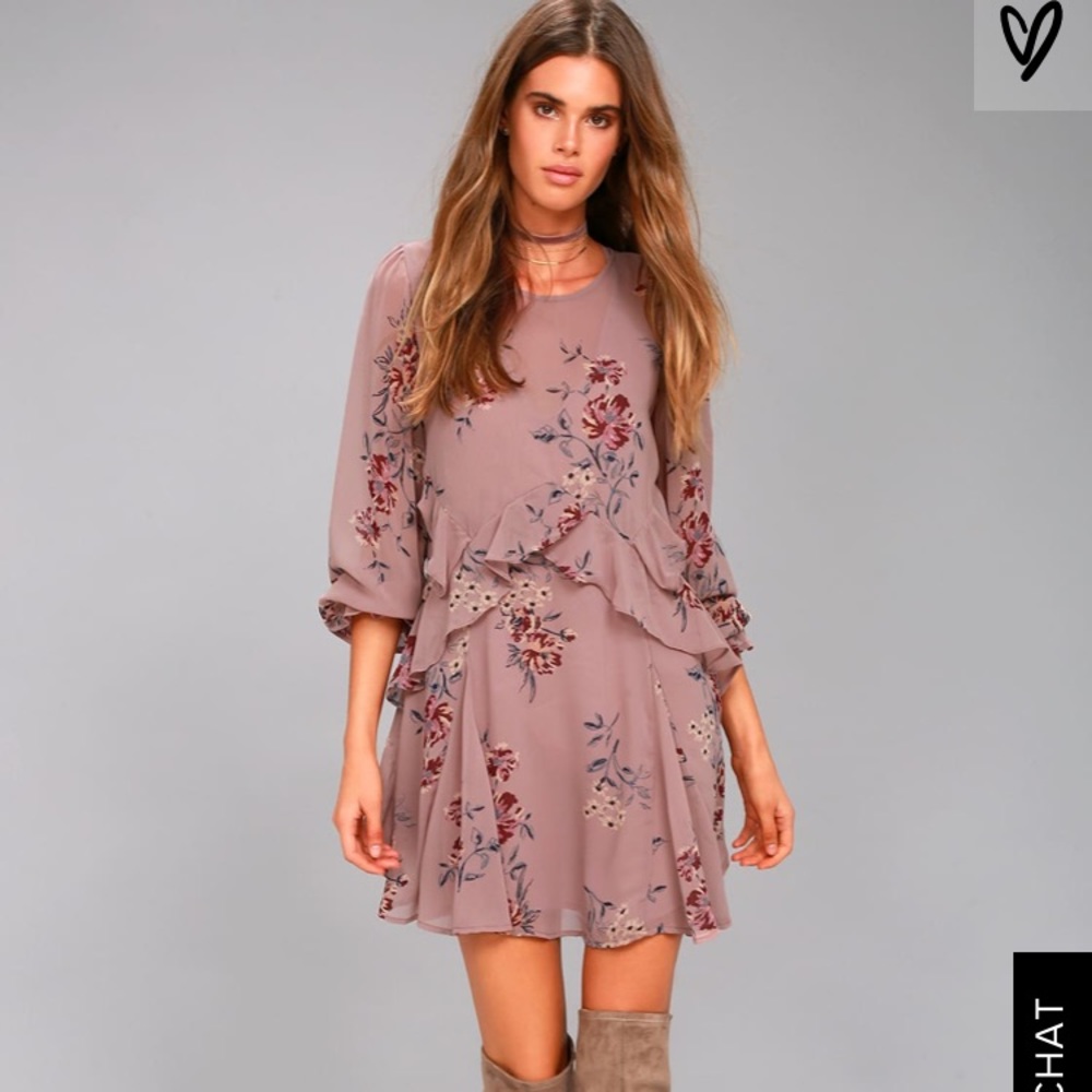 Lulus ASTR Mauve Floral Print Dress